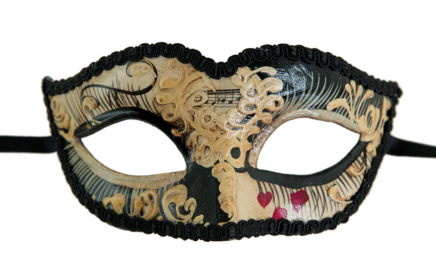 Masque Chat Coeur de Venise noir pour petit visage Carnaval